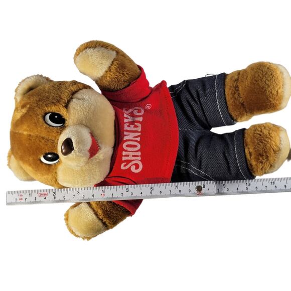 Vintage 1986 Shoney's Bear Plush 12" Stuffed Animal Red Shirt and Jeans Stuffie - Picture 5 of 11
